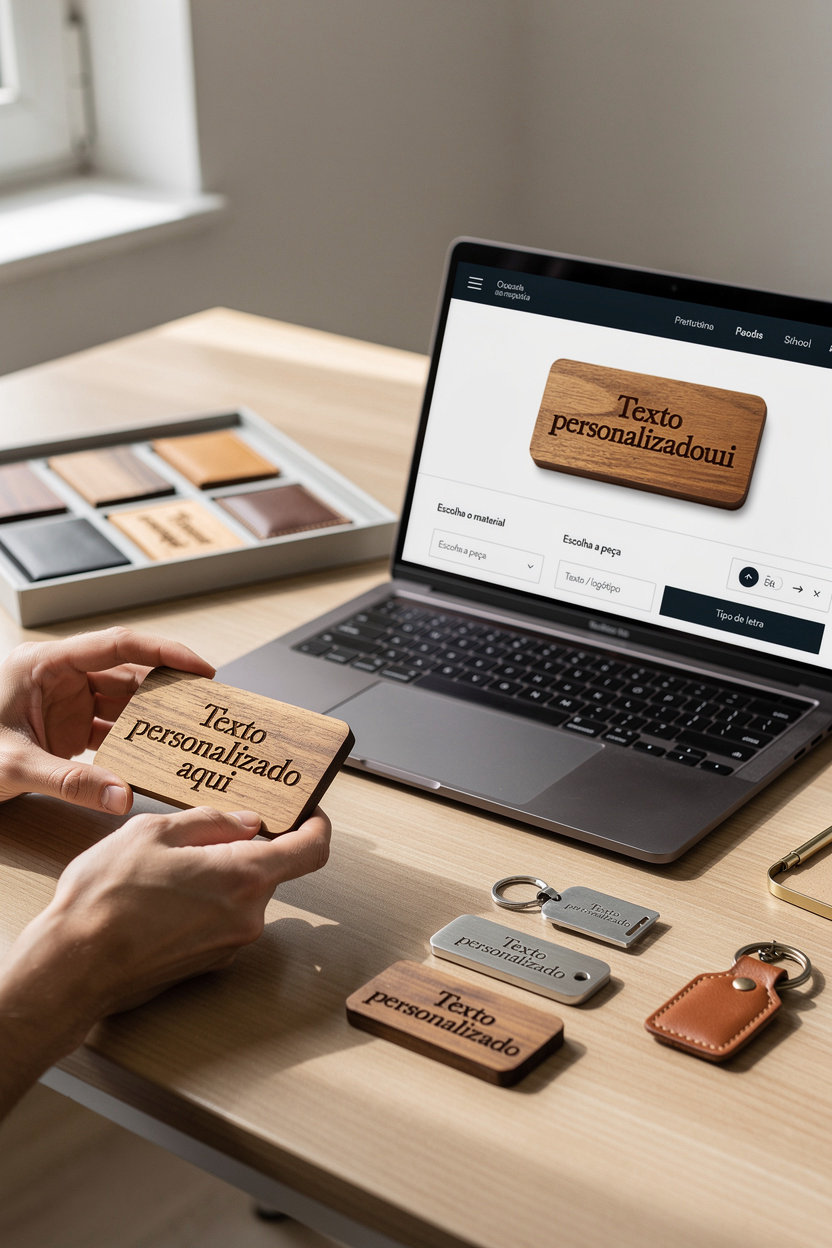 mahuta.project personalização em tempo real com pré-visualização de gravação a laser em diferentes materiais